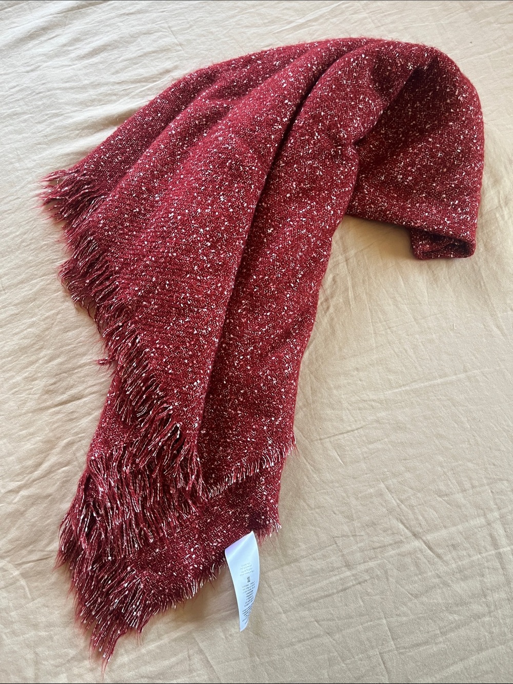 West Elm Throw "speckled" Tweed Fringed lap blanket